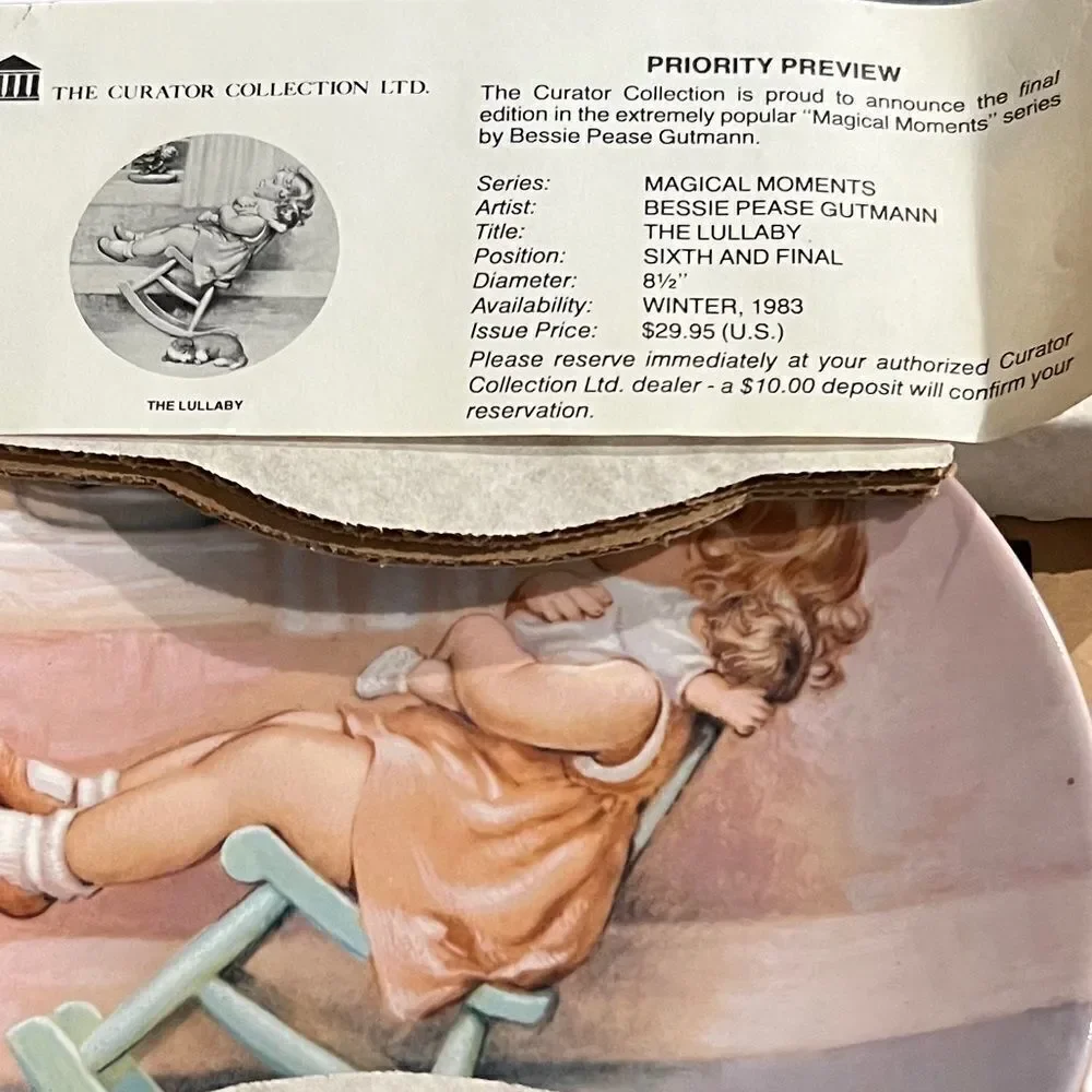 Vintage 1983 Bessie Pease‎ Gutmann collectible plate “the Lullaby”